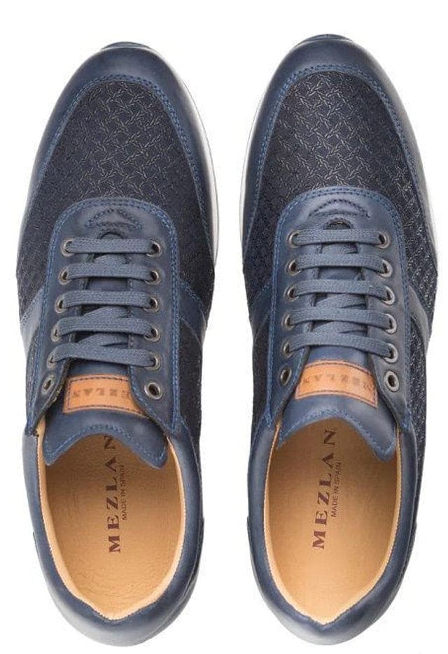 Mezlan Calfskin Suede Dress Sneakers Blue Patina Maxim 9463