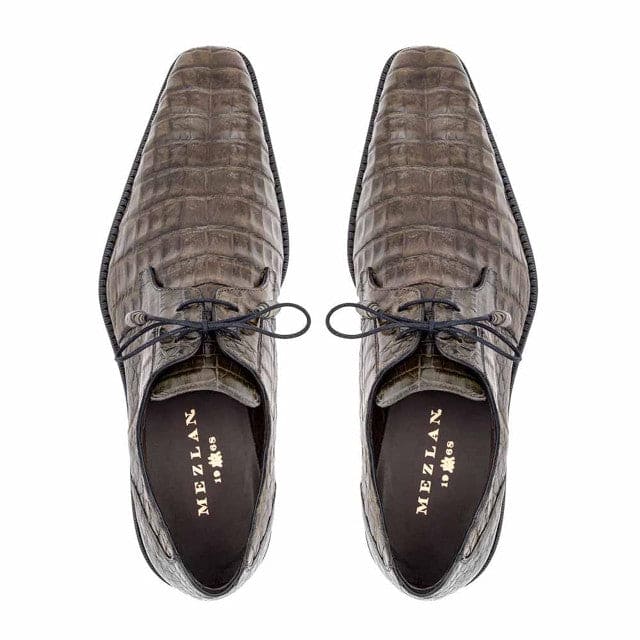 Mezlan Gray Gator Shoes Plain Toe Oxford Anderson 13584-F