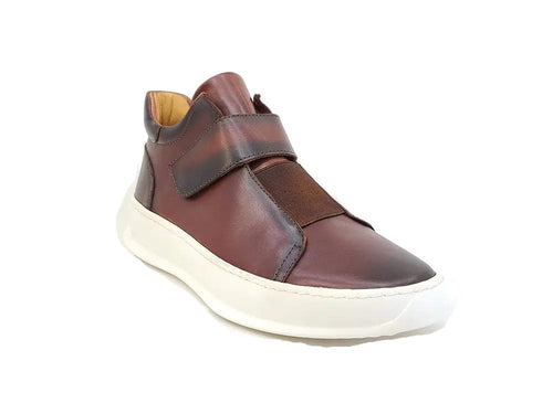 Burnished Leather Casual Mid-Top Sneaker for Men