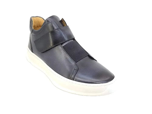 Burnished Leather Casual Mid-Top Sneaker for Men