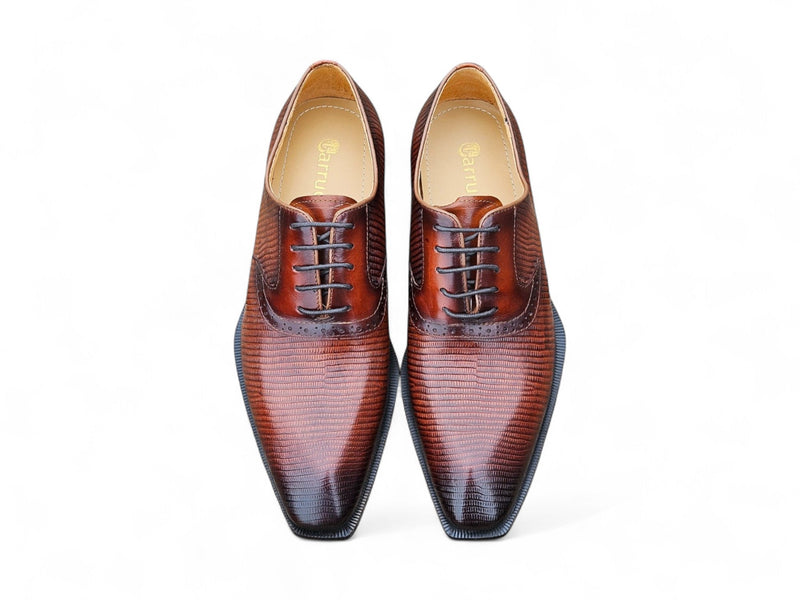 Carrucci Milano Lizard Embossed Oxford Dress Shoes