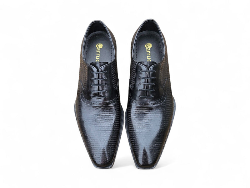 Carrucci Milano Lizard Embossed Oxford Dress Shoes