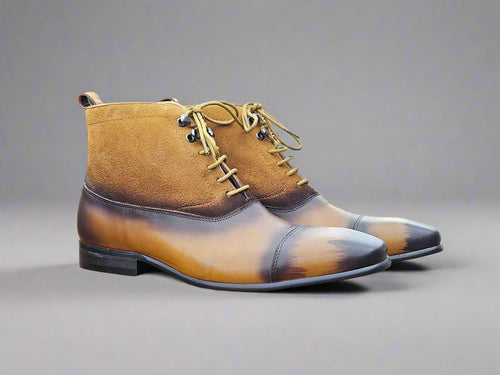 Men’s Mixed Media Suede Lace-Up Boots