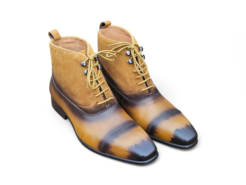 Mixed Media Lace-up Suede Boot Carrucci