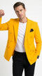 Men’s Gold Double Breasted Blazer, Bright Yellow Formal Sport Coat for Wedding and Party Events