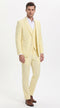 Men’s Yellow Pinstripe Seersucker Suit – 3-Piece Summer Wedding Suit with Jacket, Vest & Pants