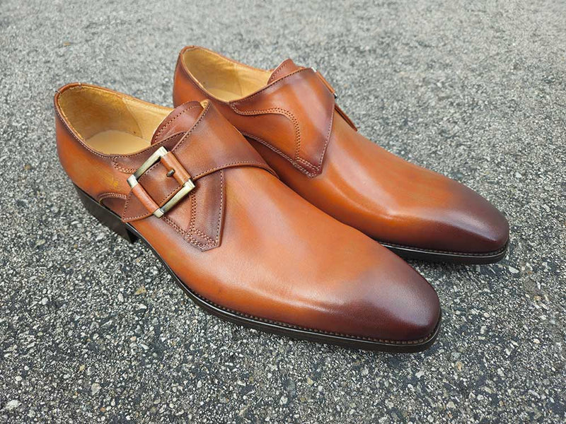 Carrucci Monk Strap Buckle Leather Shoes