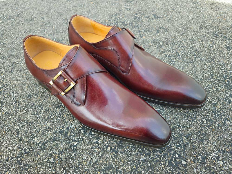 Carrucci Monk Strap Buckle Leather Shoes