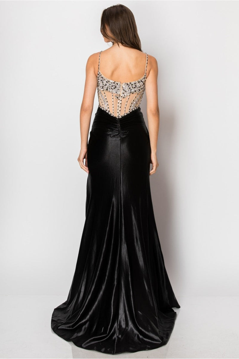 High Couture NR2405 Fitted Long Formal Slit Evening Dress