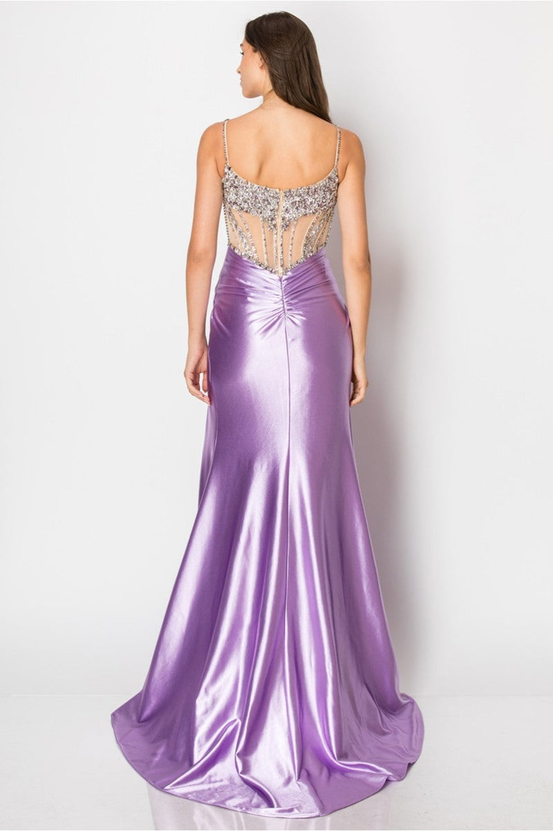 High Couture NR2405 Fitted Long Formal Slit Evening Dress