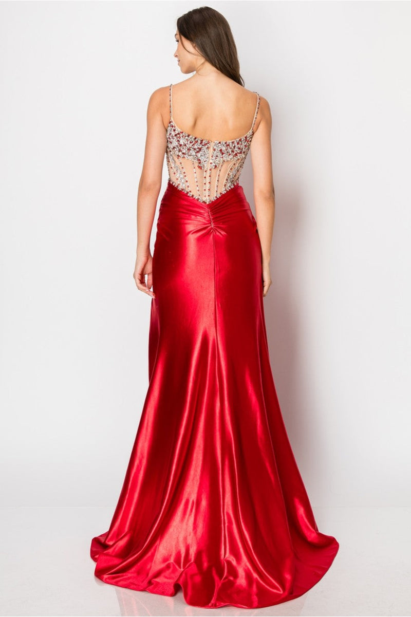 High Couture NR2405 Fitted Long Formal Slit Evening Dress