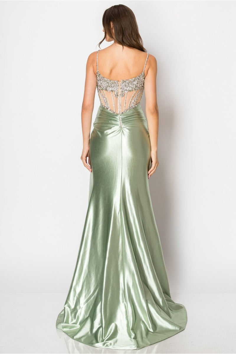 High Couture NR2405 Fitted Long Formal Slit Evening Dress