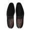 Mezlan Lublin loafers: Black velvet slip-ons with an elongated shape and rounded toe. Soft texture, subtle stitched trim, and dark brown insoles. Durable outsole. Formal and stylish.