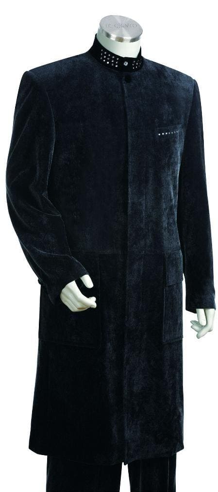 Mens Floor Length Coat Navy Coat - AlbertoNardoniStore