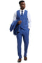 Plaid Suit - Windowpane Suit - Checkered Suit - Mens Vested Navy Hybrid Fit Suit