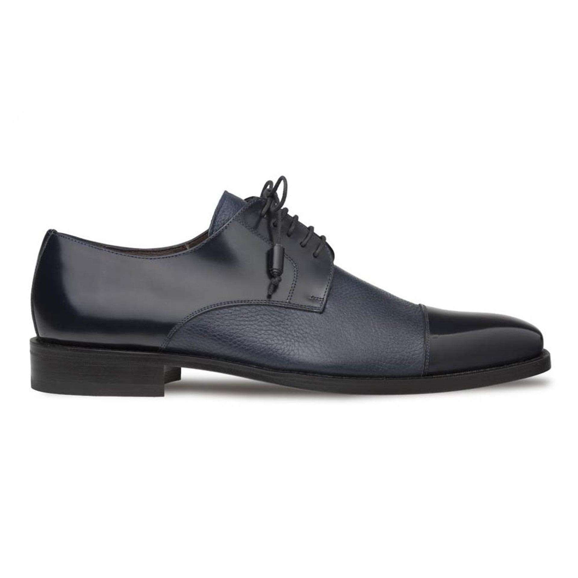 Mezlan Soka Men’s Lace-Up – Navy Blue Deerskin & Calfskin Leather Dress Shoe, Handmade in Spain