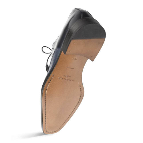Mezlan Soka Men’s Lace-Up – Navy Blue Deerskin & Calfskin Leather Dress Shoe, Handmade in Spain