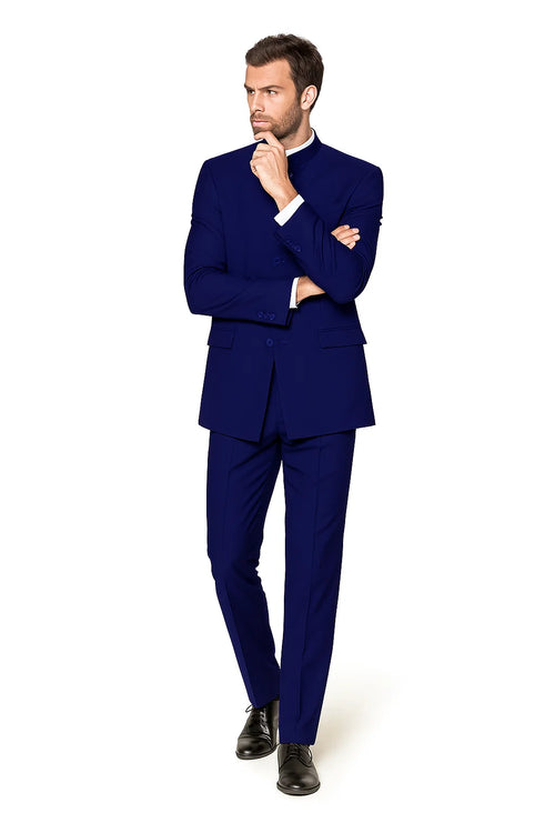 Navy Blue 4 Button Wedding Tuxedo Suit