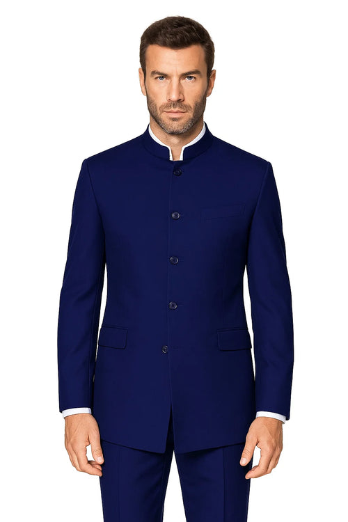Navy Blue 4 Button Wedding Tuxedo Suit