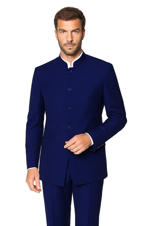 Navy Blue 4 Button Wedding Tuxedo Suit