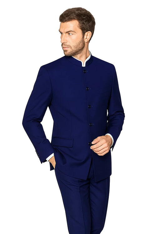 Navy Blue 4 Button Wedding Tuxedo Suit
