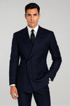 Navy Blue Wide Pinstripe Double Breasted Suit
