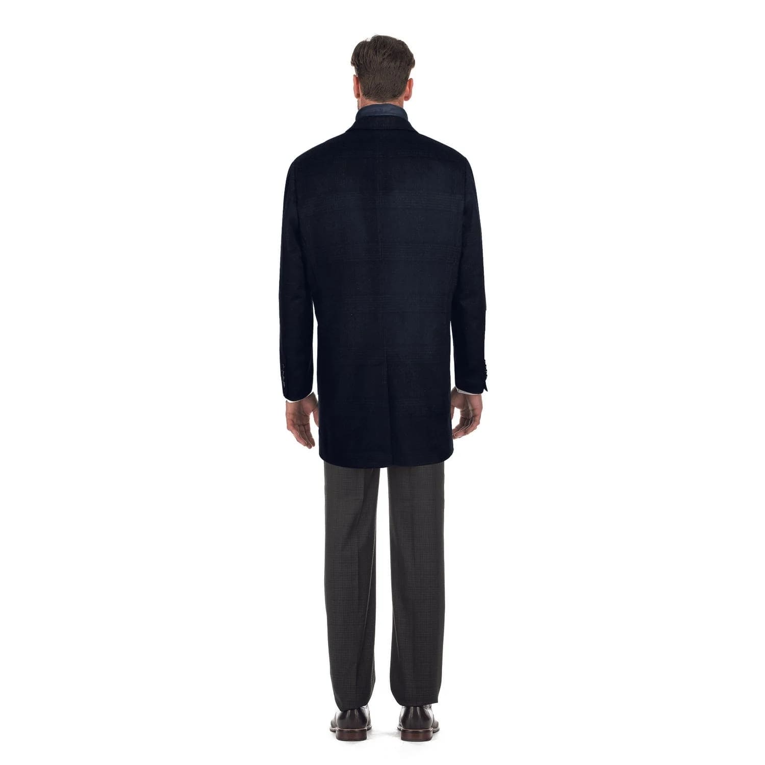Designer Brand - Wool Blend Slim Fit Navy Overcoat with Removable Quilted Liner