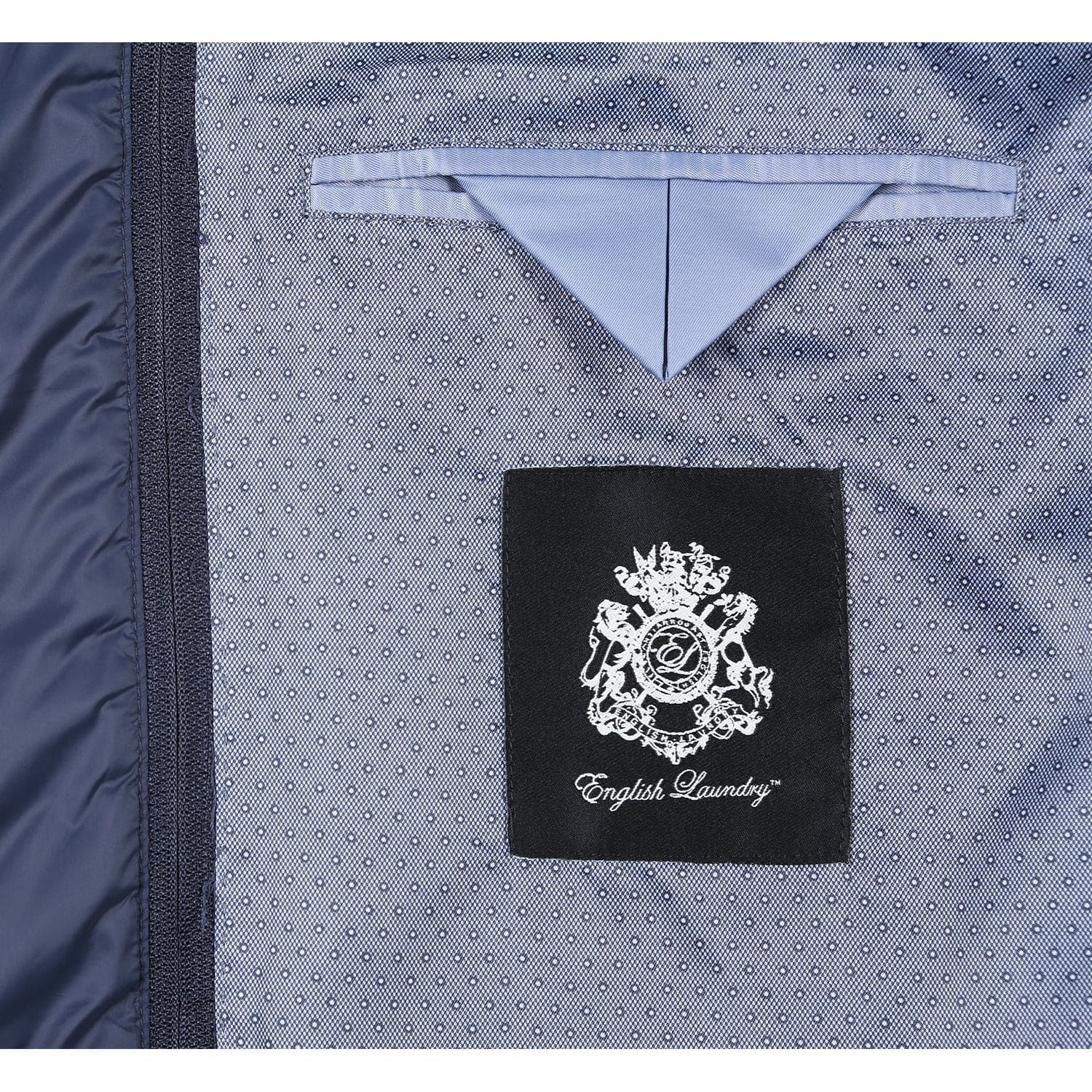 Designer Brand - Wool Blend Slim Fit Navy Overcoat with Removable Quilted Liner