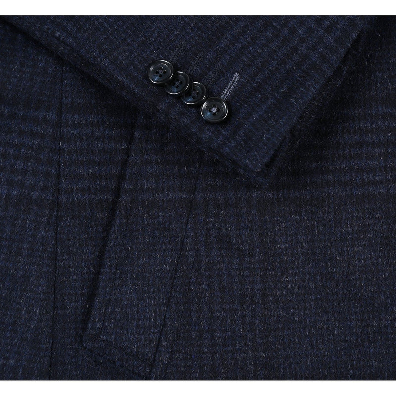 Designer Brand - Wool Blend Slim Fit Navy Overcoat with Removable Quilted Liner