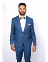 Blue Slim Fit Men’s Suit by Rossiman Rossi – Skinny Style with 1-Button Jacket