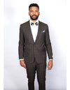 Men's Brown Plaid Slim Fit Suit by Rossiman Rossi – Peak Lapel Jacket & Tapered Pants