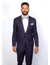 Men’s Slim Fit 100% Wool Suit by Rossiman Rossi – Peak Lapel Jacket & Plum Tapered Pants