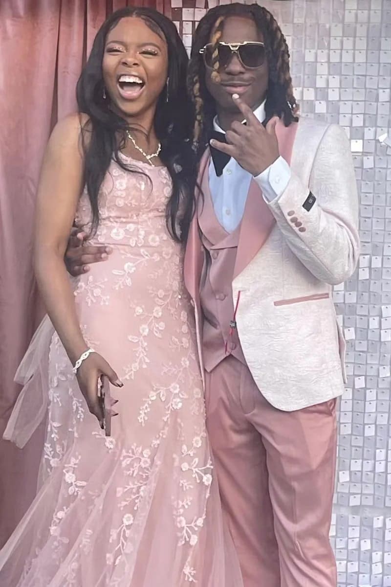 Mens One Button Prom and Wedding Tuxedo with Satin Vest and Pants in Pink