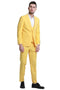 "Yellow Men's Slim Fit Wedding Suit - Peak Lapel Double Breasted Vest"