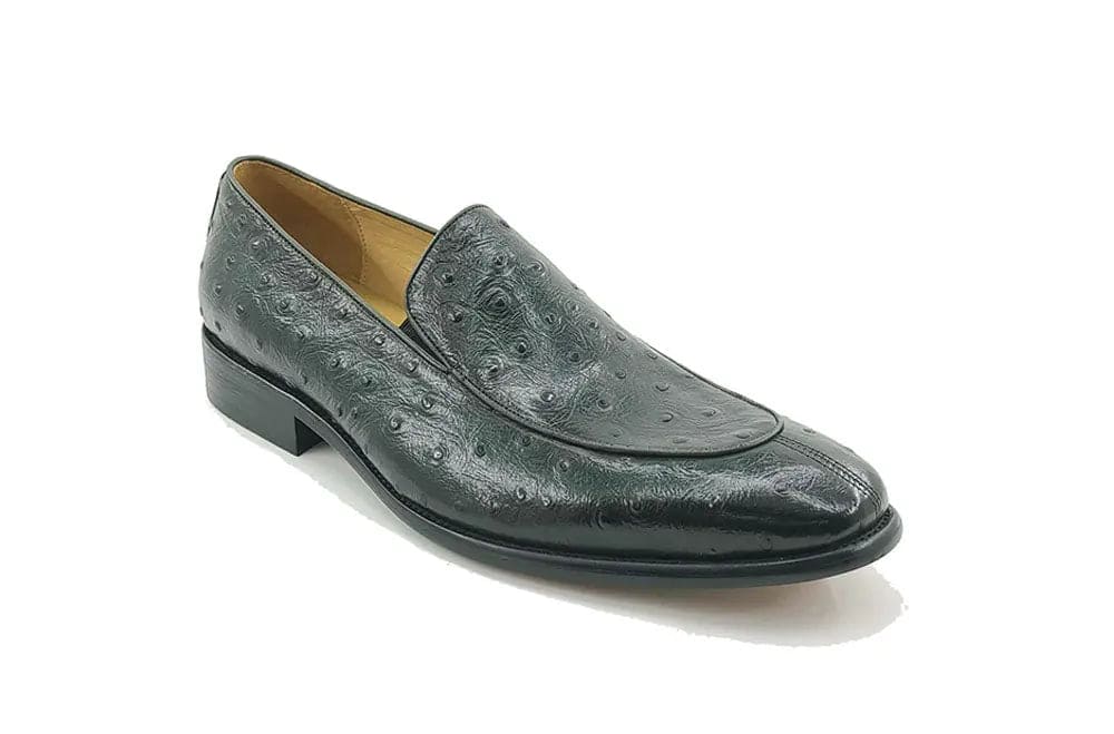 Ostrich Embossed Calfskin Slip-on Loafer Carrucci
