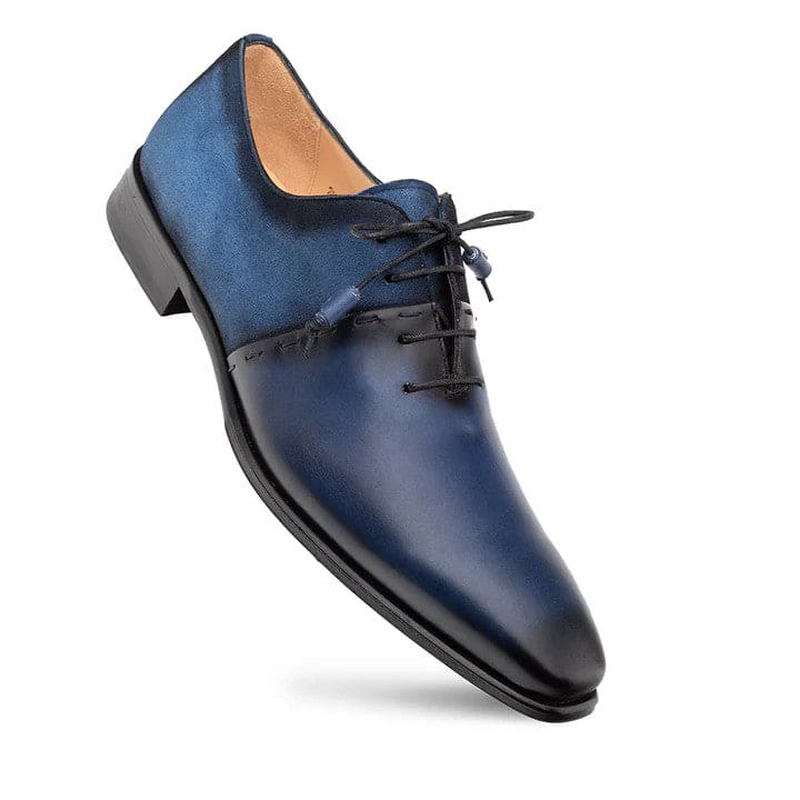 Men's Colomer Navy/Cobalt Oxford Shoes by Mezlan – Calfskin & Suede Two-Tone Style, Made in Spain