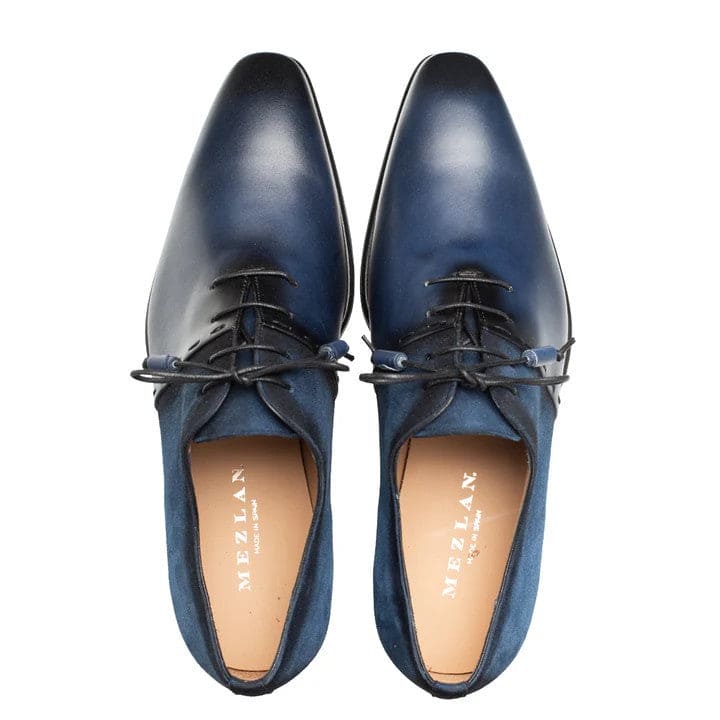 Men's Colomer Navy/Cobalt Oxford Shoes by Mezlan – Calfskin & Suede Two-Tone Style, Made in Spain