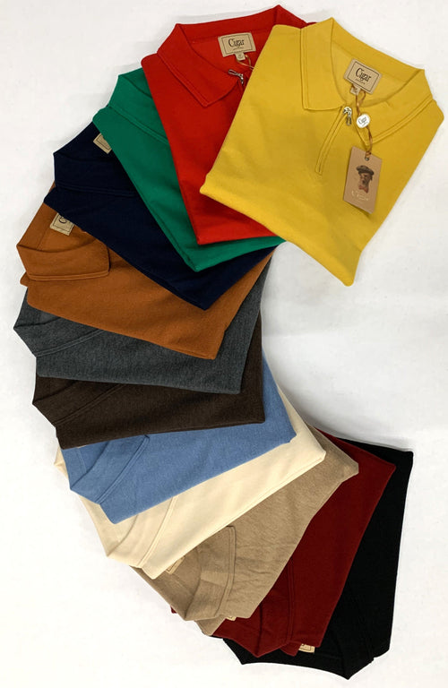 Cigar Couture 1/4 Zipper Polo Sweater Solid Color