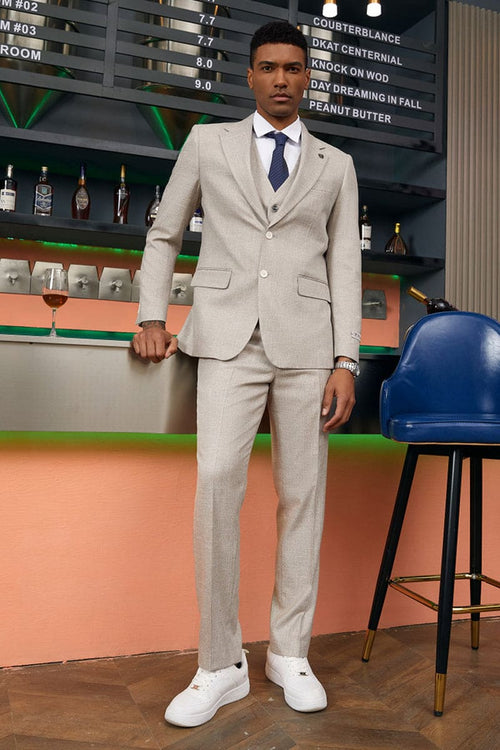 Mens Stacy Adams Suit - Stacy Adams Suit Men's Summer Suit - Two Button Vested in Stone Grey