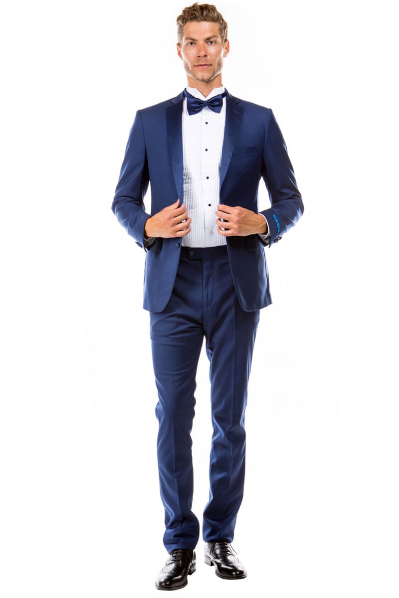 "Indigo Blue Slim Fit Men's Tuxedo - Two Button Style for Wedding & Prom 2026"