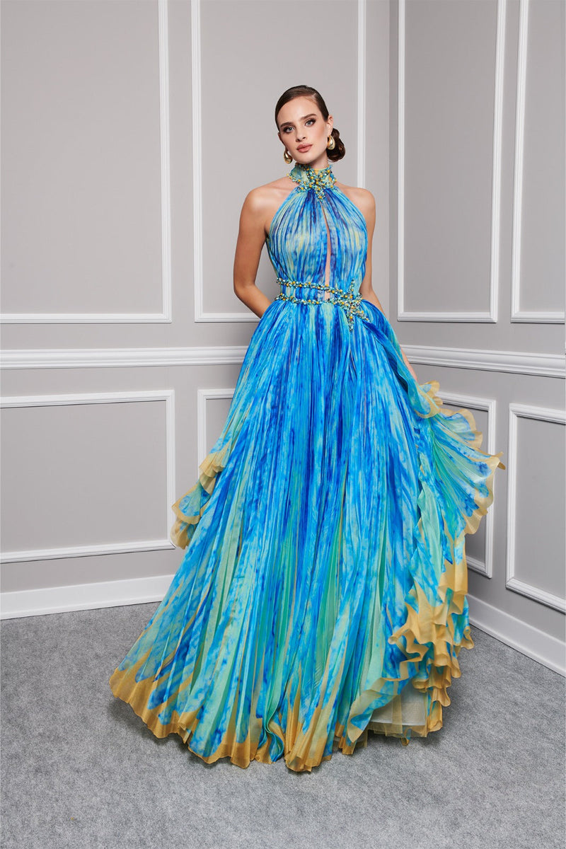 Fouad Sarkis 2822 Embroidered Organza Evening Dress