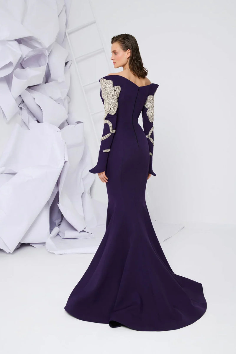 Fouad Sarkis 2858 Strapless Mermaid Gown with Tassel Embellishments
