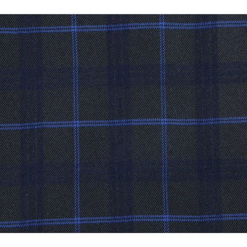 Mens Plaid Suit - Patterned Business Suit - Mens Slim Fit Two Button Suit In Dark Blue Wide Windowpane Plaid