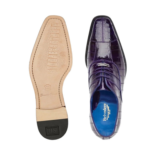 Belvedere Mare Shoes Men's Purple Genuine Ostrich & Eel Split-toe Oxfords