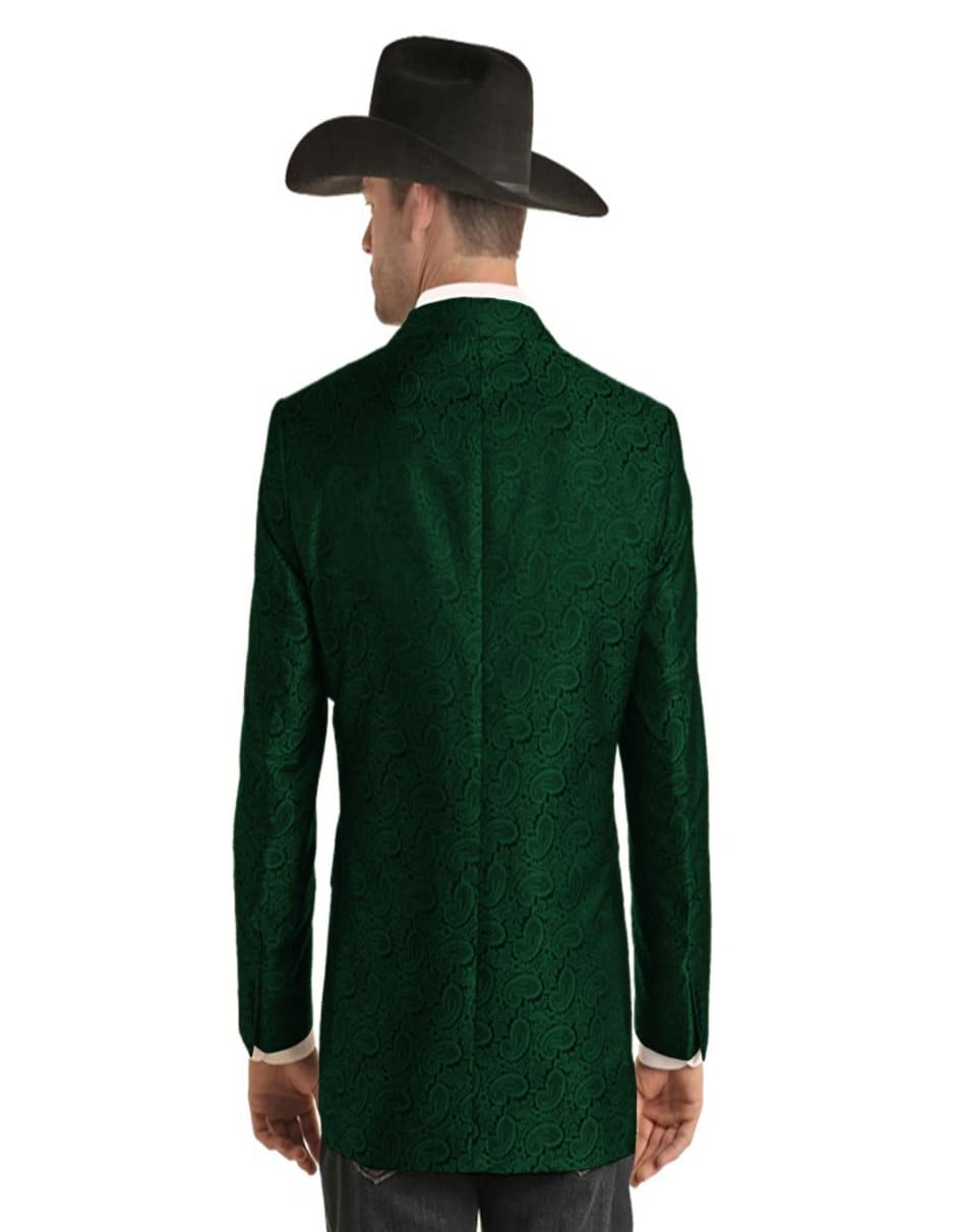 Mens Two Button Notch Lapel Paisley Pattern Blazer Hunter