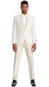 Mens One Button Vested Paisley Prom and Wedding Tuxedo in Ivory