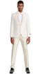 Mens One Button Vested Paisley Prom and Wedding Tuxedo in Ivory