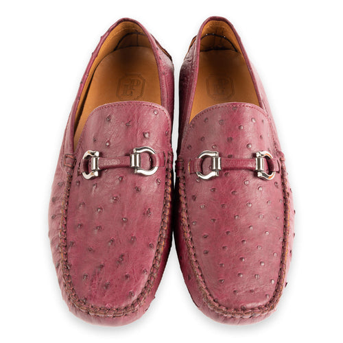 P01403 Palm Beach Genuine Ostrich Driver- Burgundy