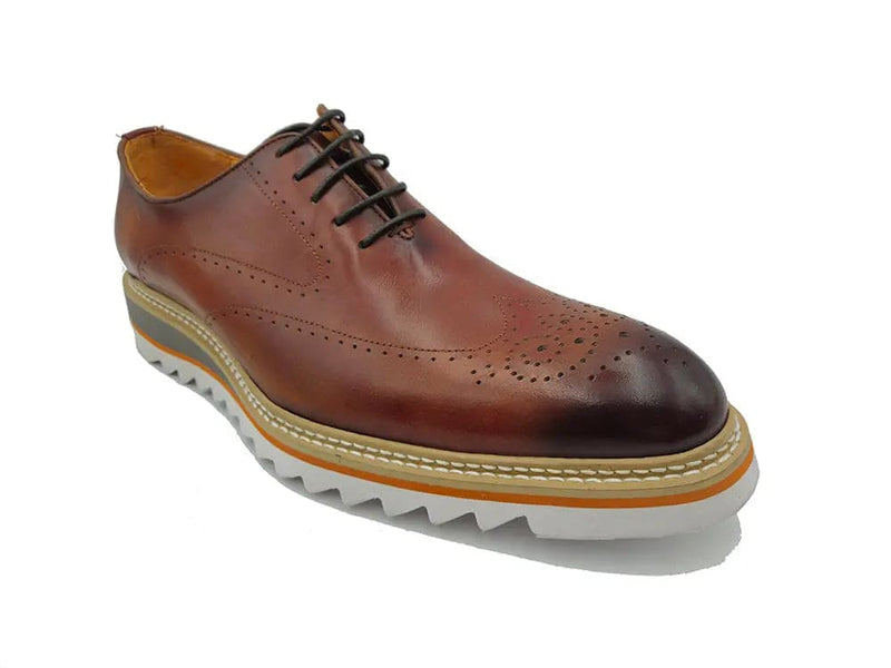 Carrucci Patina Wing-tip Oxford with Medallion on Toe