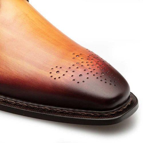 Principe Tan/Rust Patina Calfskin Derby Shoes by Mezlan – Handcrafted in Spain